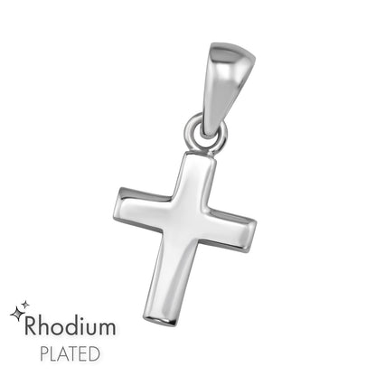 925 Sterling Silver Cross Pendant - Rhodium Plated