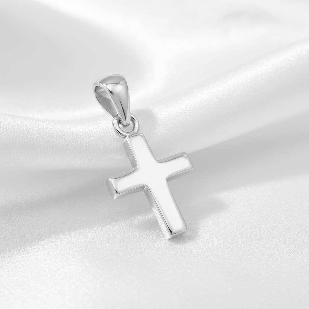 925 Sterling Silver Cross Pendant - Rhodium Plated