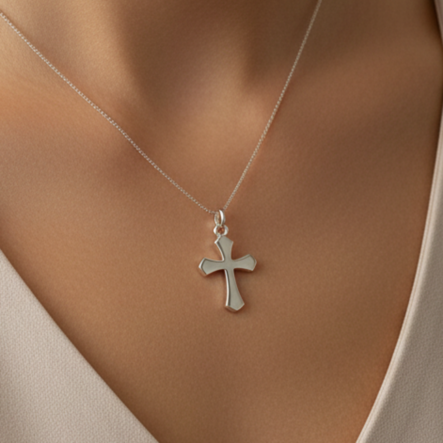 Cross Pendant - Dainty Collarbone Shot