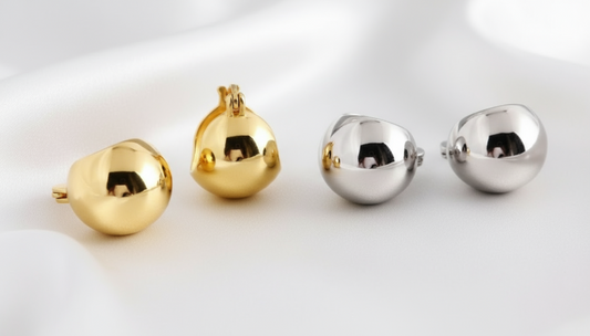 Enhanced Gold and Silver Chunky Dome Hoops