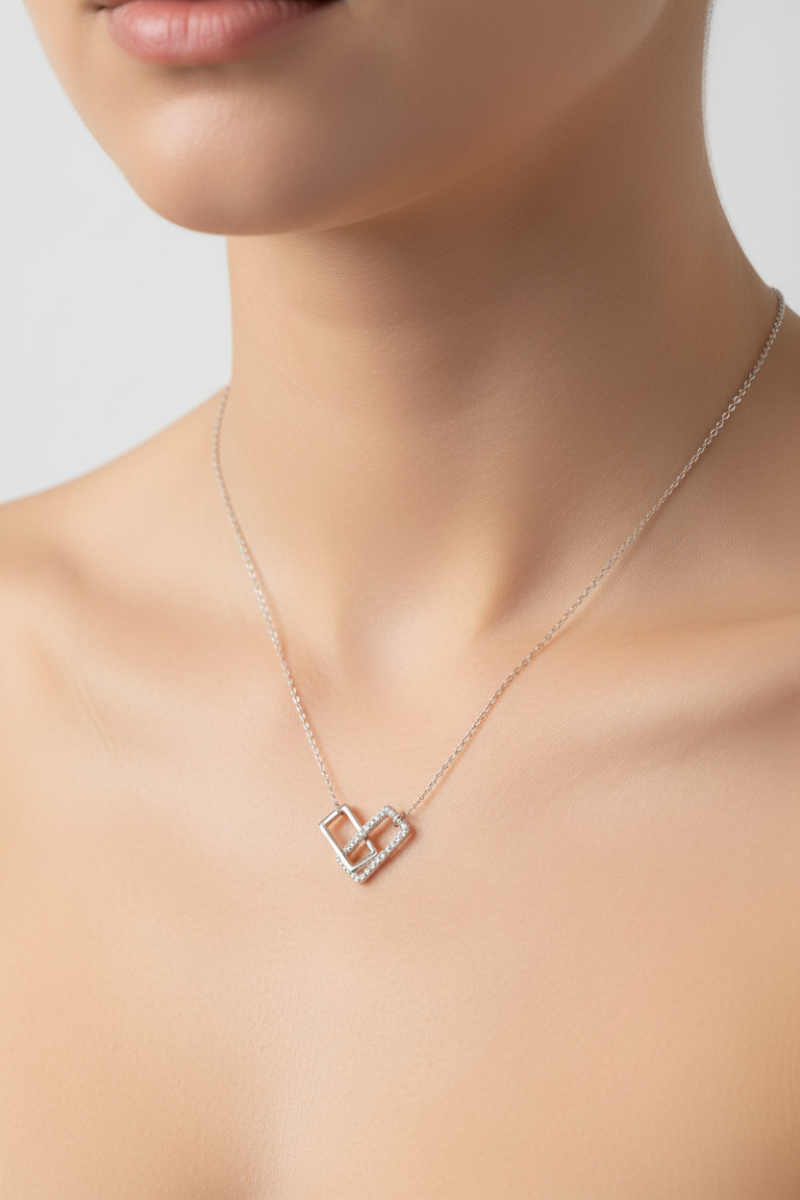 Geometric Interlocking Pendant Necklace - Close Up