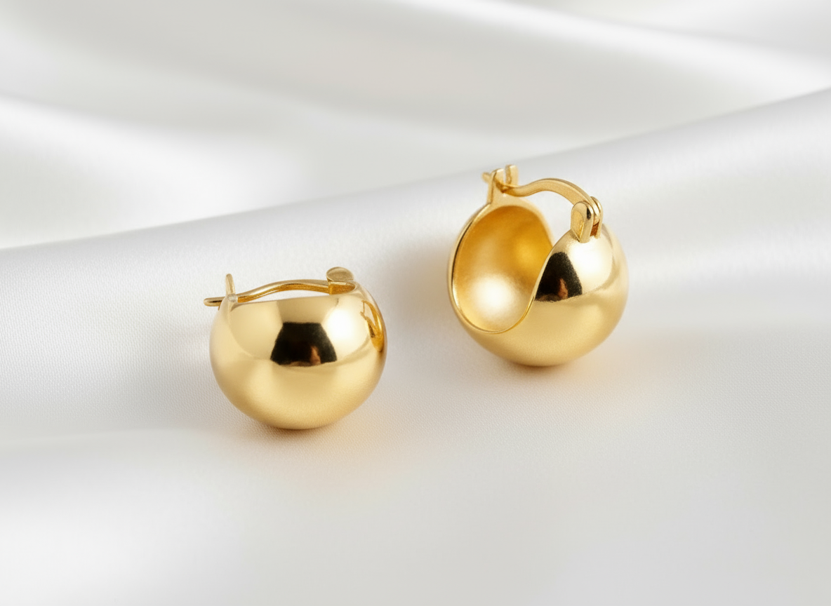 Gold Dome Hoops on White Silk