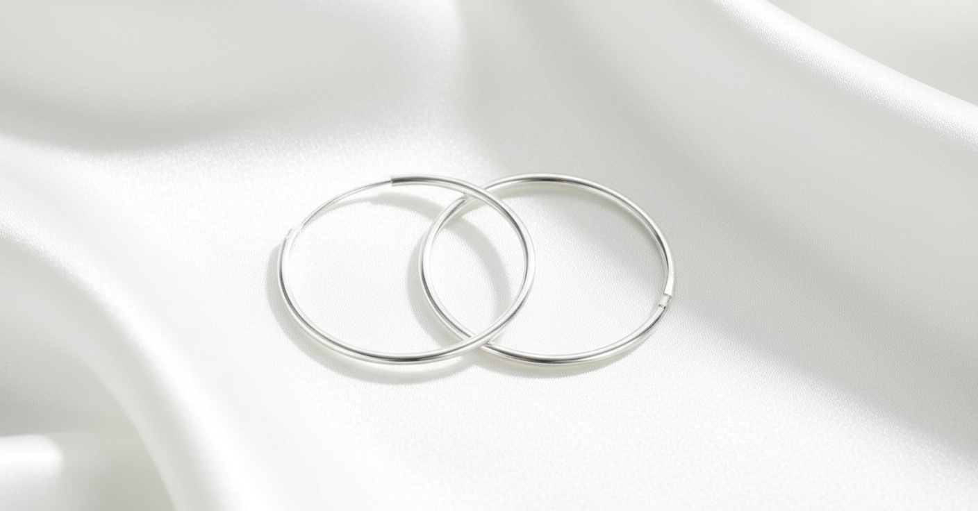 Hoop Earrings on White Silk