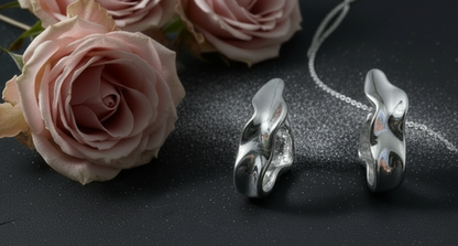 Irregular Liquid Metal Hoop Earrings - Alloy with 925 Silver Post