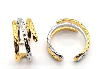 925 Sterling Silver Two-Tone Wrap Spiral Band Open Adjustable Ring - Jewel Radiance
