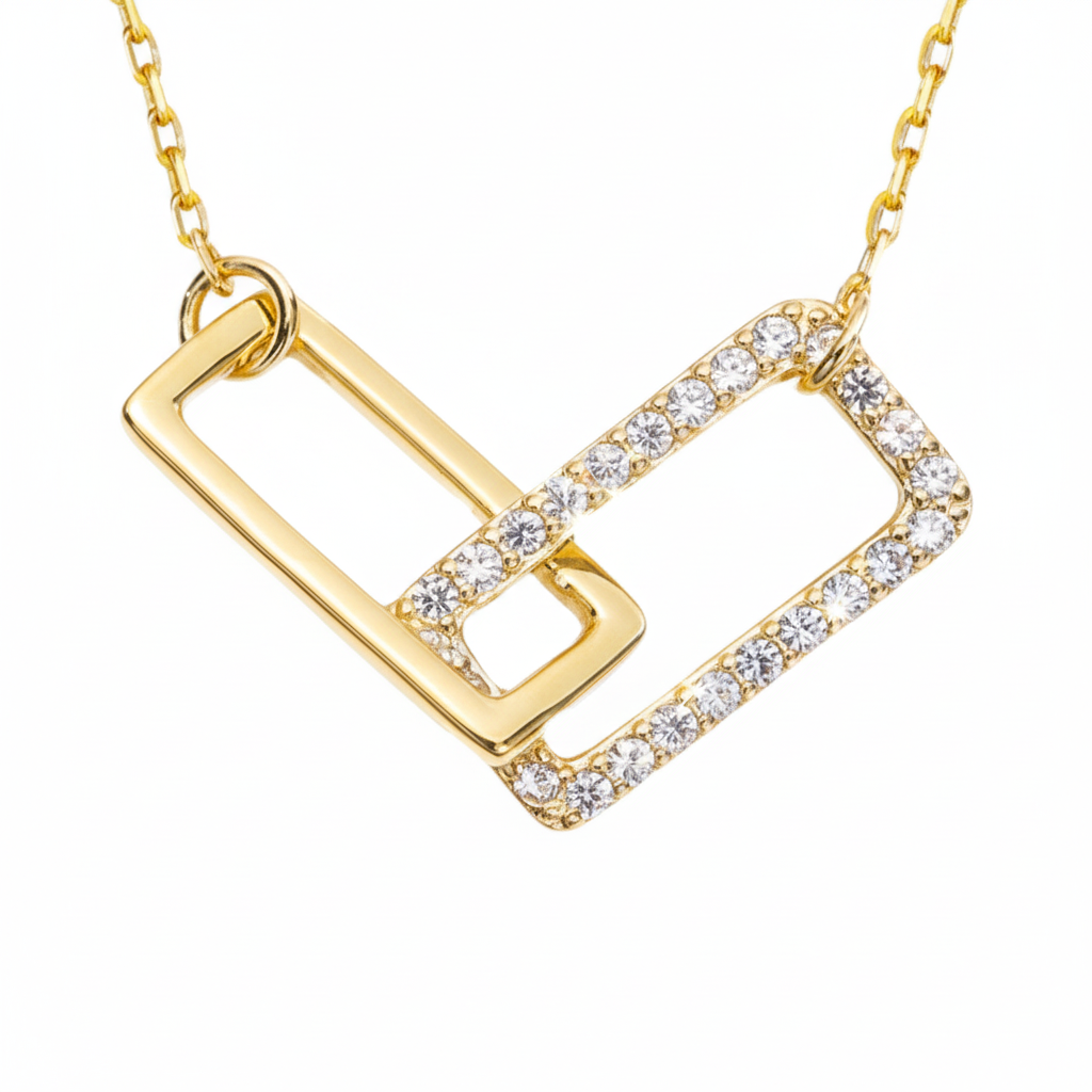 Close-up detail of rhinestone pendant