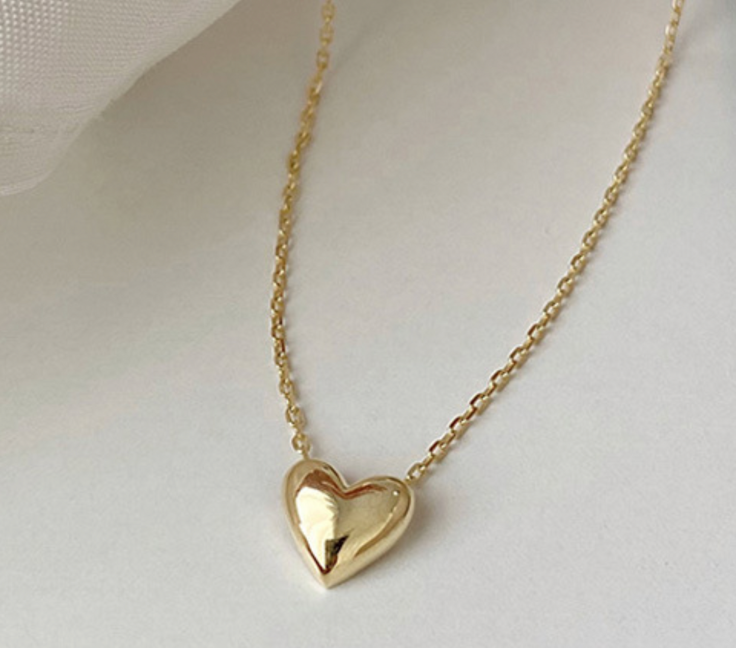 925 Sterling Silver Puffy Heart Pendant Cable Chain Necklace - Jewel Radiance