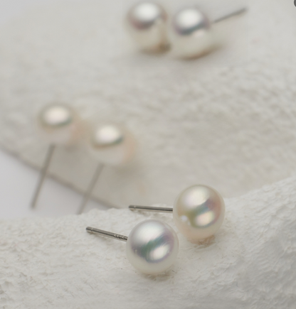 925 Sterling Silver Natural Pearl Stud Earrings - Jewel Radiance