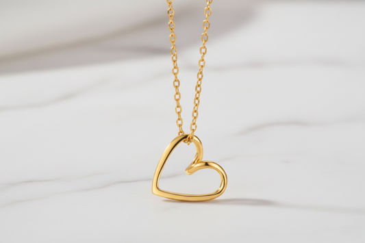 925 Sterling Silver Hollow Heart Pendant Necklace