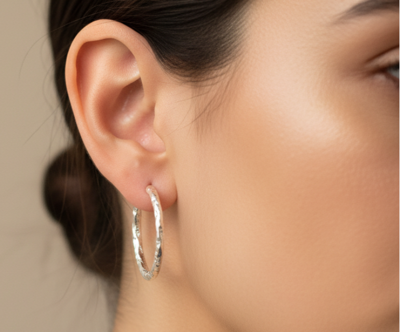 Lifestyle shot - hoops on ear