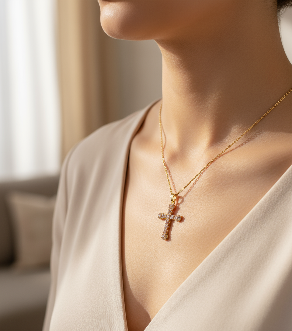 Lifestyle shot - smaller dainty pendant