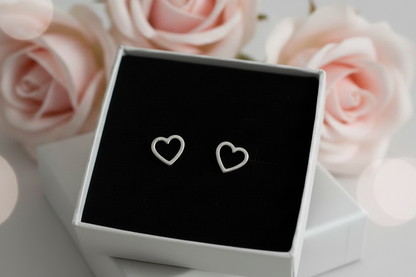 925 Sterling Silver Open Heart Stud Earrings - Jewel Radiance
