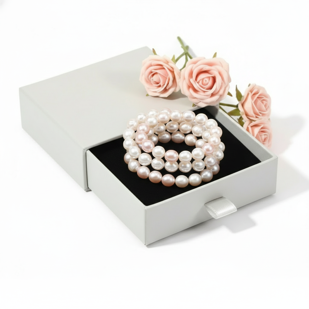 Pearl Bracelets in Grey Gift Box