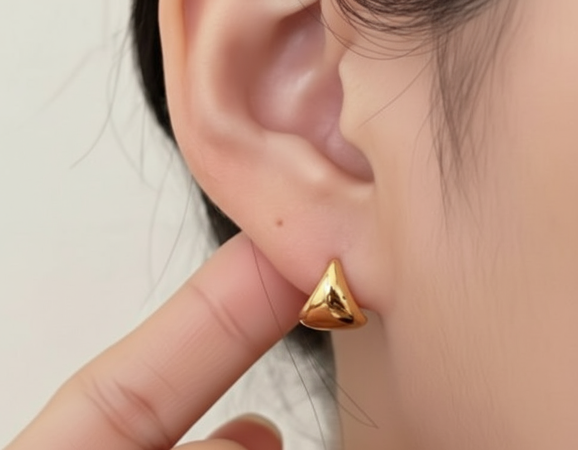 Premium Gold Triangle Stud Earring