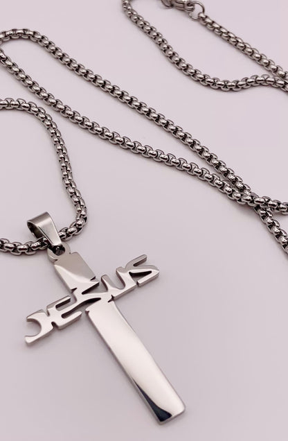 304 Stainless Steel Jesus Cross Pendant for Men - Minimalist Religious Jewellery