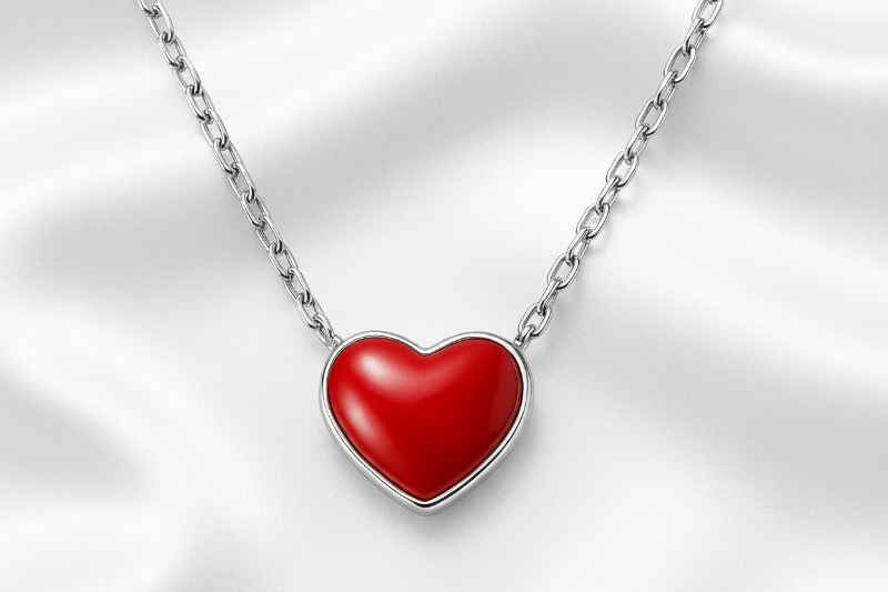 Red Heart Pendant - White Background