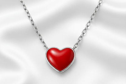 Red Heart Pendant - White Background