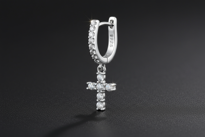 Right Cross Huggie Earring with S925 - 1