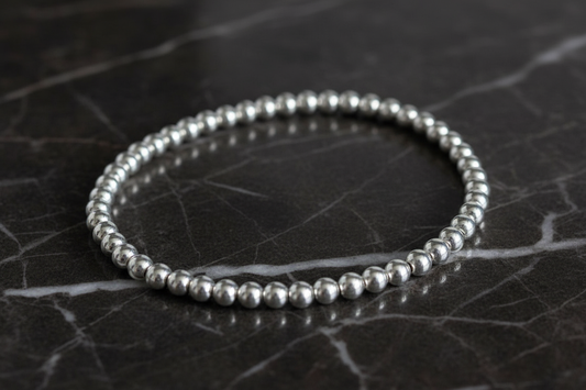 Silver Beaded Bracelet - New Background