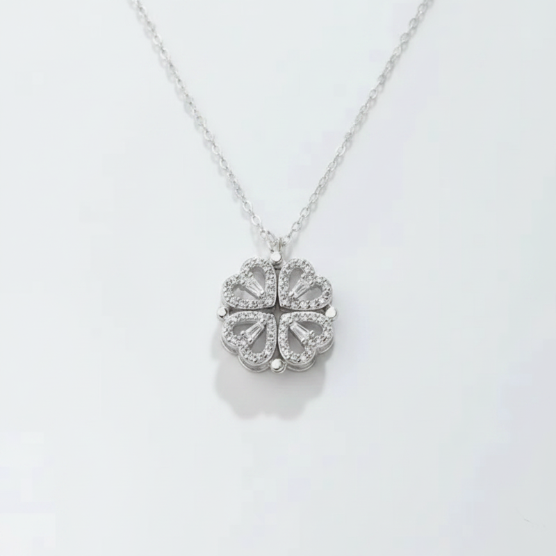 Silver Clover Necklace Close-up