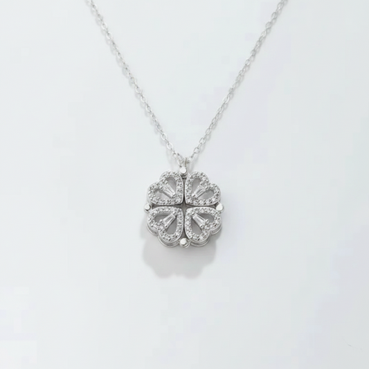 Silver Clover Necklace Close-up