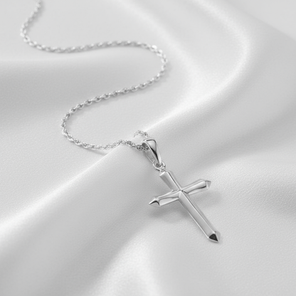 Silver Cross Necklace Different Position
