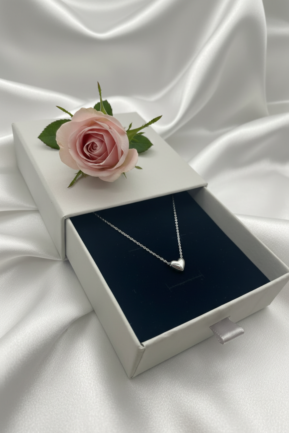 Silver Heart Necklace Gift Box