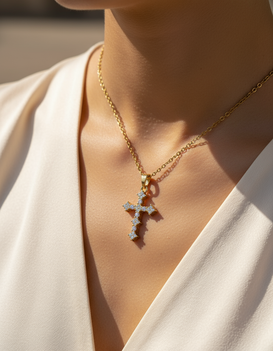 Stainless Steel Cross Pendant - Lifestyle