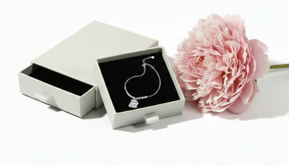 Sterling silver cat charm bracelet in exact white drawer box