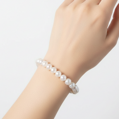 White Pearl Beaded Bracelet - Lifestyle Shot